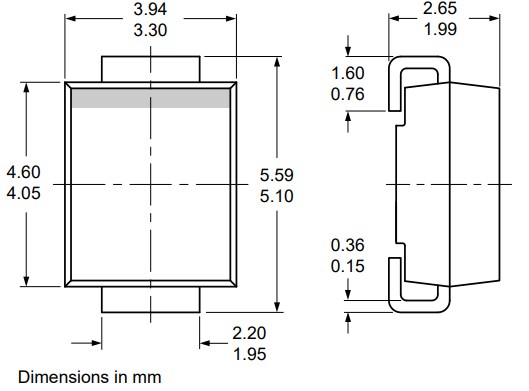 Mechanical Drawing - Nexperia GS5MB Recovery Rectifier